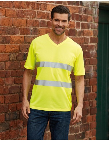 Y-HVJ910-Hi-Vis Top Cool Super Light V-Neck T-Shirt